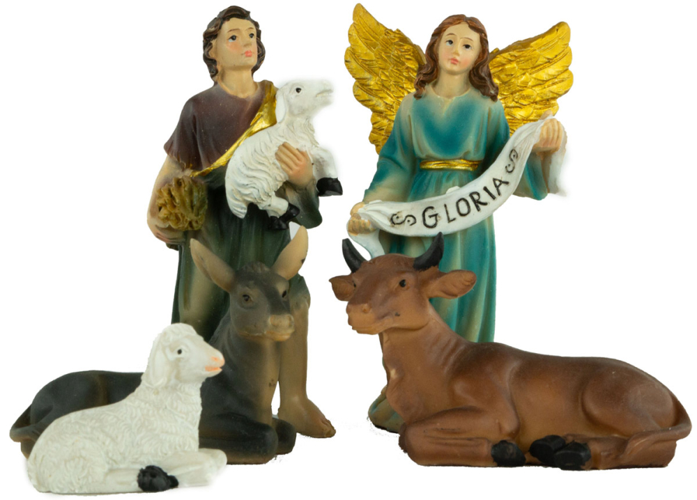 Stilvolle Weihnachtskrippe Breitenbrunn inkl. 11-tlg. Figurensatz K 604, Maße Krippe: ca. 60 x 23 x 26 cm
